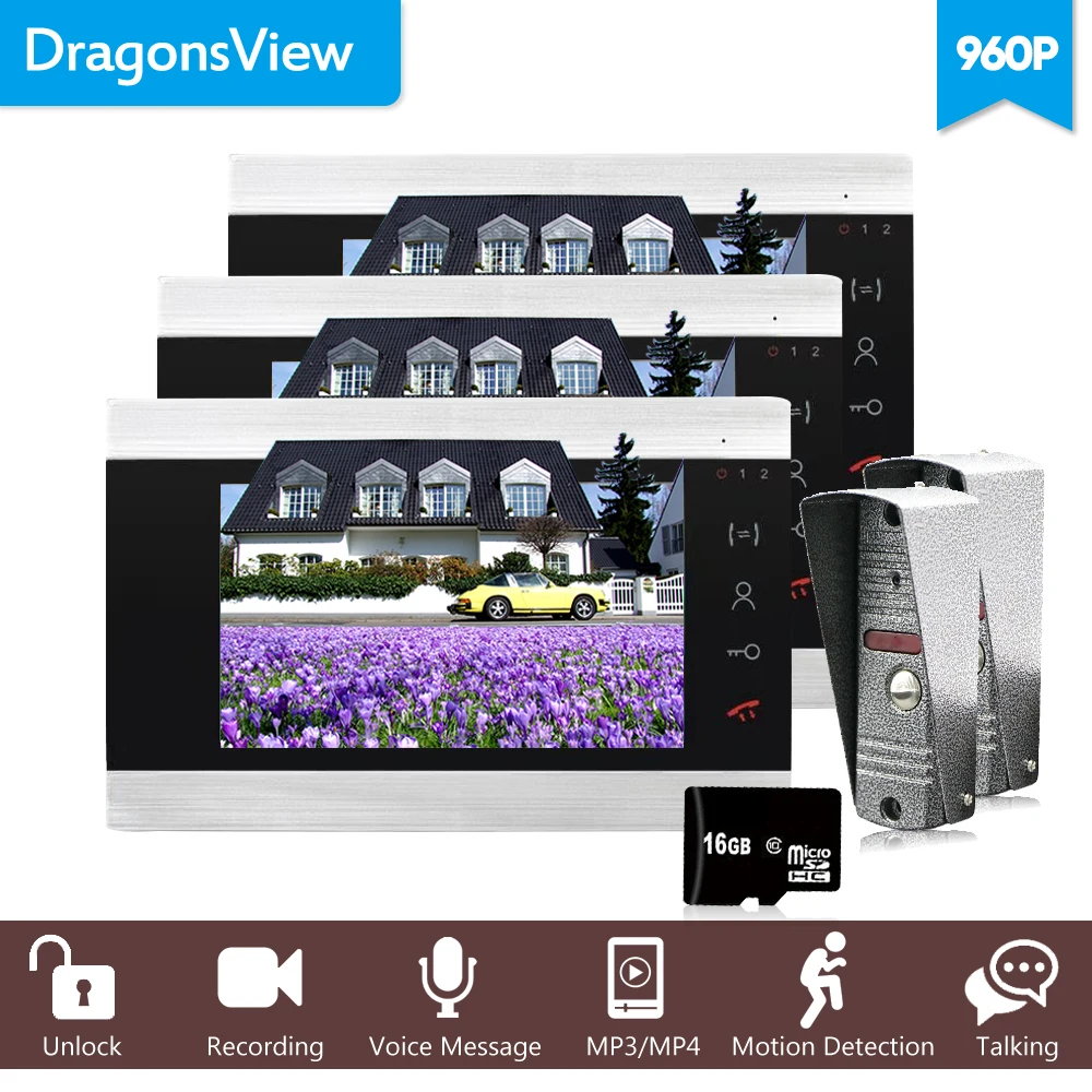 Dragonsview 7 &quotпроводной дверной телефон Домашняя Система домофона 2 видео звонок с