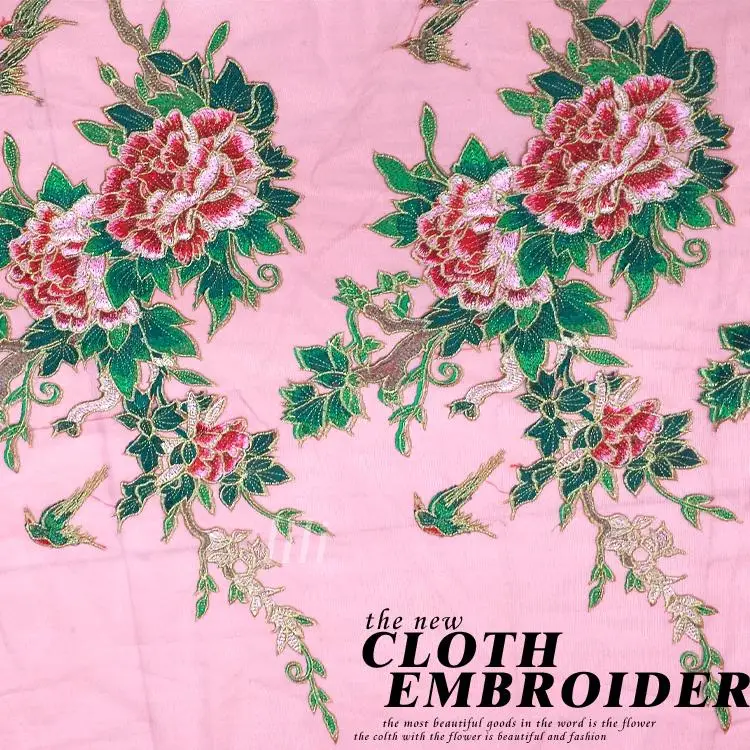 Тканевый патч с изображением пионов и птиц большой пуховик цветами декоративные