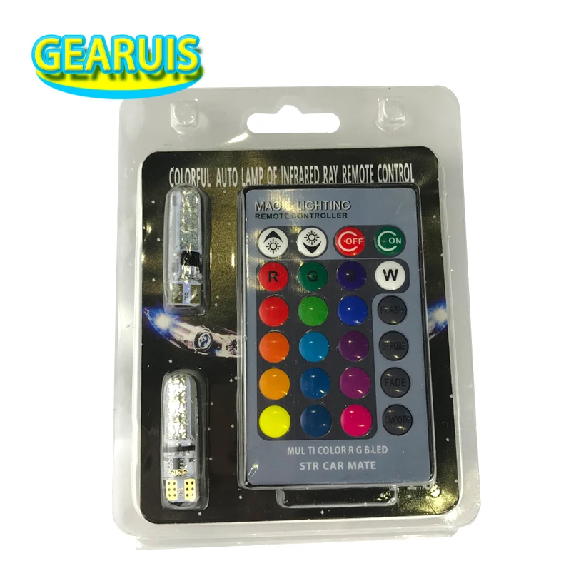 T10 RGB 16 цветов стробоскоп силиконовая вспышка 194 168 192 W5W 6 SMD 5050 RGBW 501 194 168 пульт дистанционного управления Автомобильный Клин босветильник 12 В