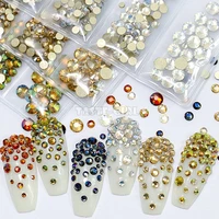 6 gridspack nail glitter gold flatback diamond gems arylic nail art rhinestone jewel decorations manicure design diy jd