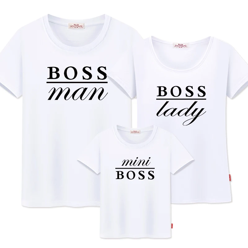 white boss Семейные комплекты; футболки «Мама и я»; daddys; Одежда для девочек; семейная футболка для Отца и Сына; одинаковые комплекты - Цвет: white boss