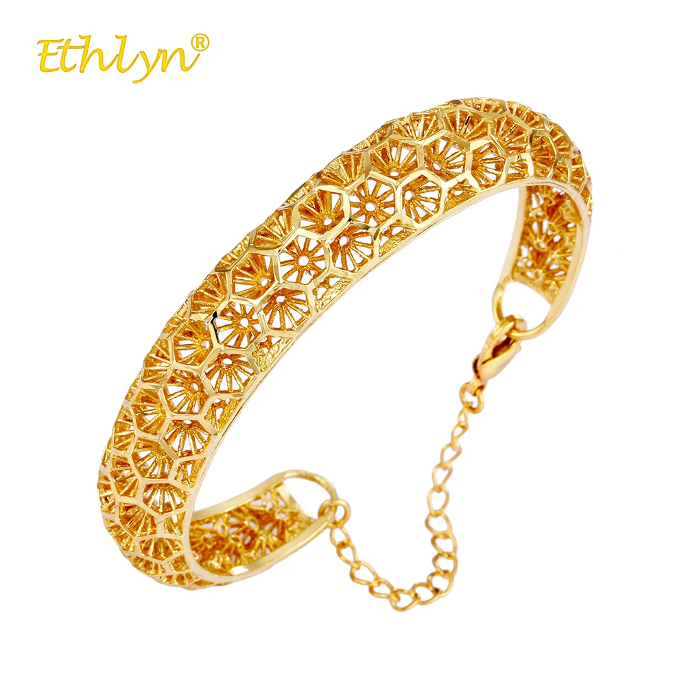Ethlyn новый золотой Цвет Браслет Подвески Для женщин полые Снежинка браслет