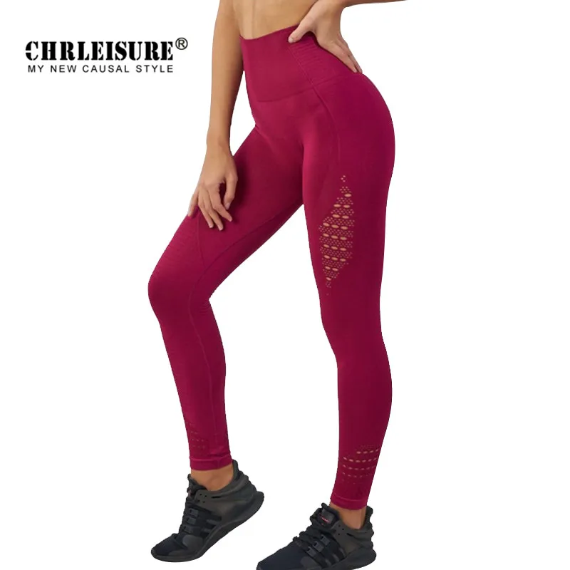 CHRLEISURE сплошное отверстие женские спортивные Леггинсы Высокая Талия жизненно