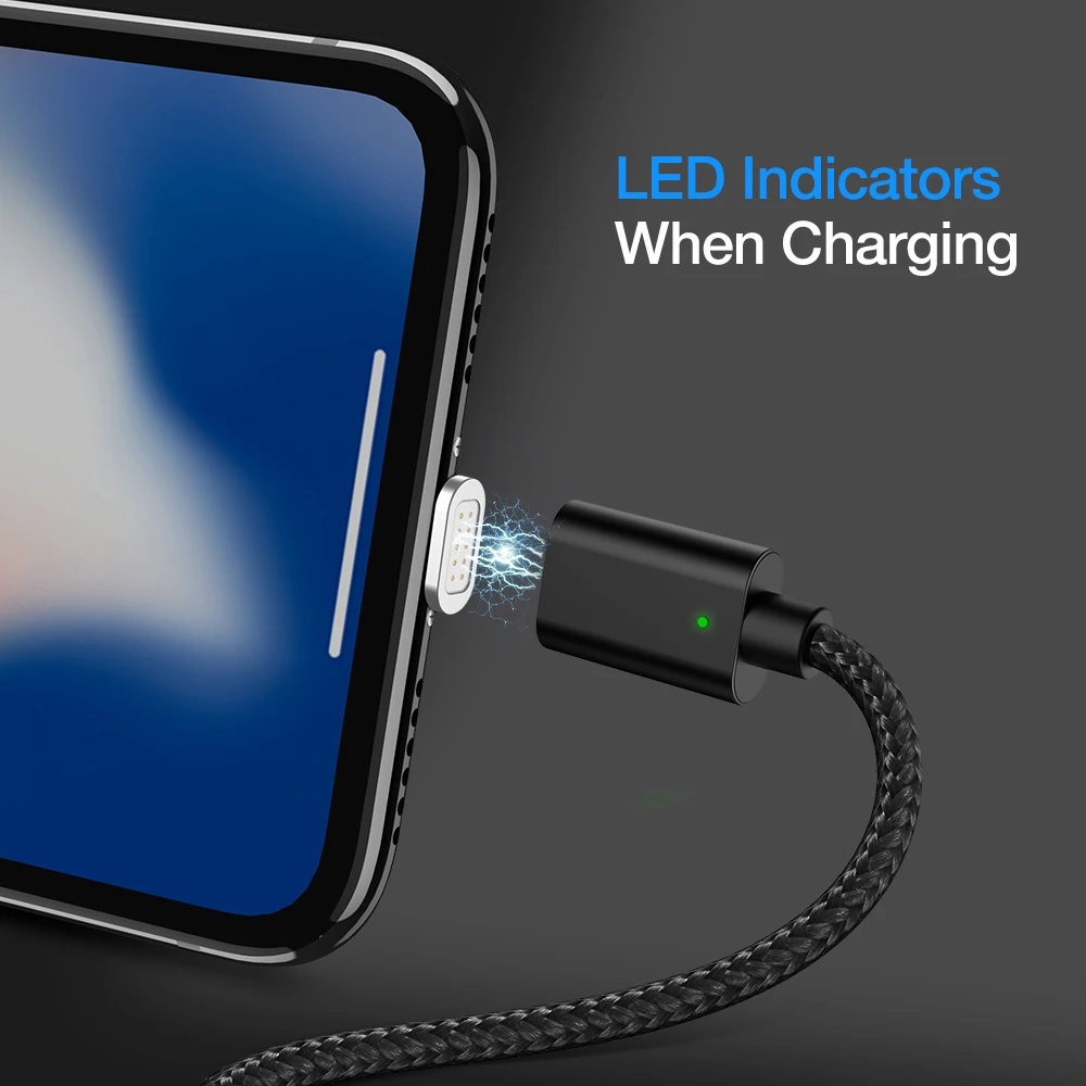 Магнитный USB кабель для IPhone 8 7 Plus зарядный Магнит Micro Type C Xiaomi Huawei Android | Мобильные