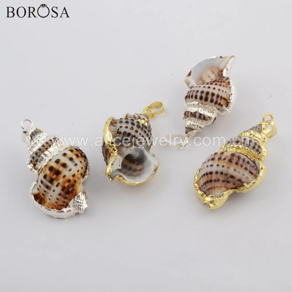 BOROSA 5/10 шт. Новое поступление 20 дюймов натуральный золотой цвет ракушка кулон