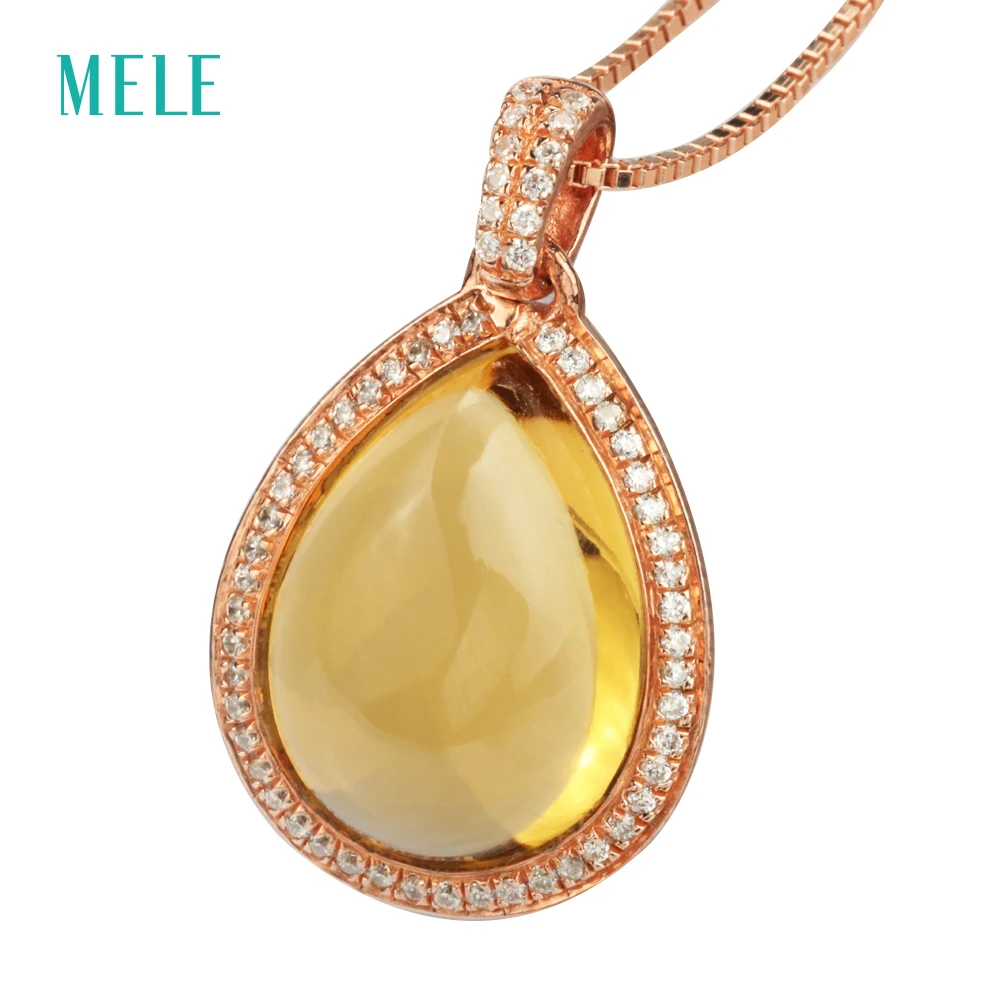 Меле натуральный желтый цитрин серебряный кулон груши в 12 мм * 15 кабошон резки