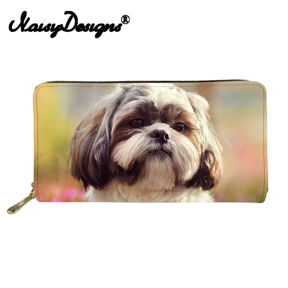 Женский кошелек-конверт с принтом собаки Shih Tzu Кожаный клатч карманом для карт 3D
