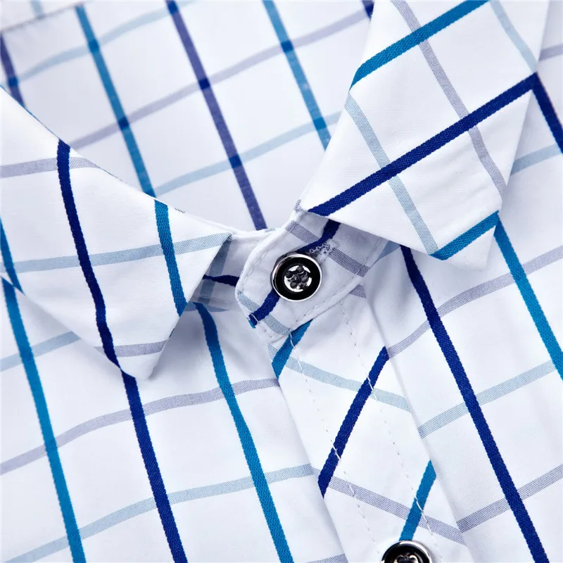 

Liseaven Men's Plaid Shirt Men Short Sleeve Dress Shirt Turn-down Collar Print Dress Shirts With Front Pocket