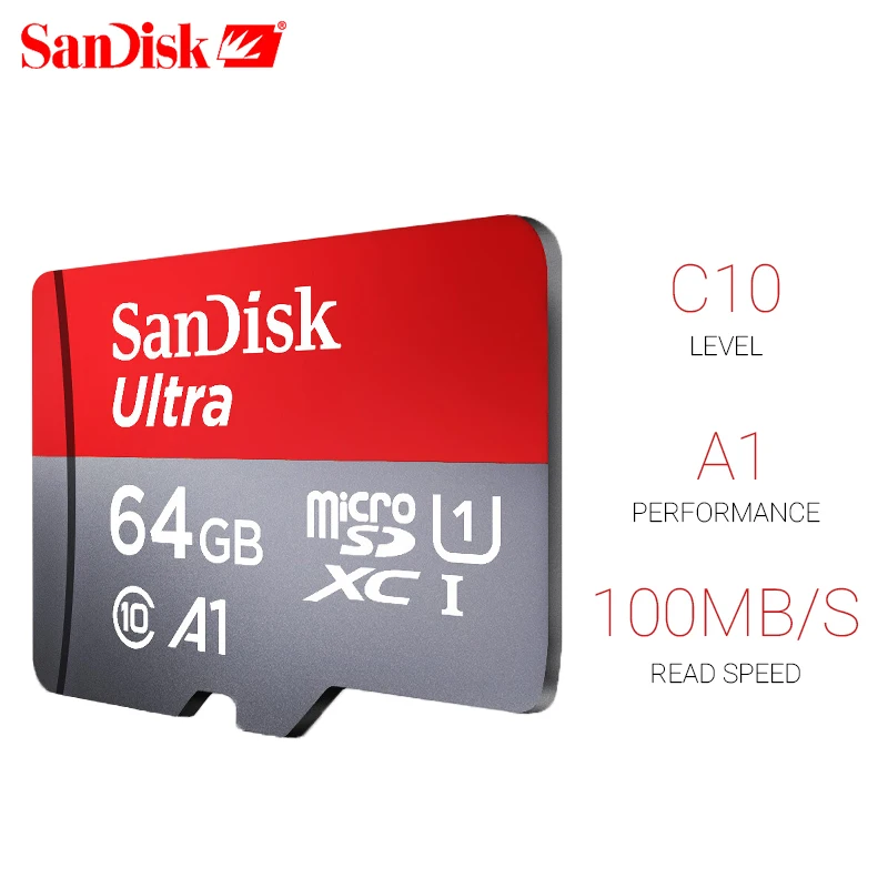 Sandisk A1 микро SD карты Class10 TF карта памяти SDXC с ультра SDHC 16 Гб оперативной памяти, 32 Гб встроенной памяти, 64 ГБ 128 ГБ 200 256 400 100 МБ/с. UHS-I слот для карт памяти