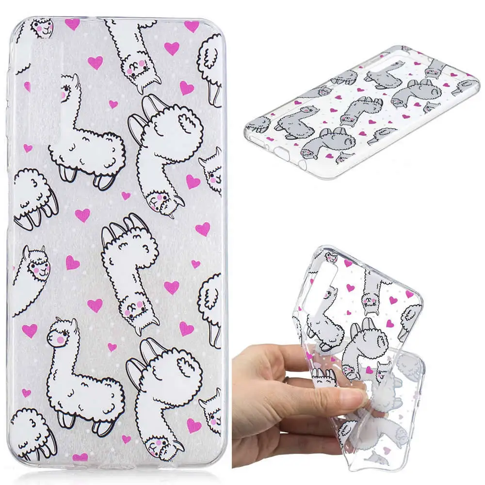 FGHGF For Samsung A7 2018 tree leaf cat butterfly flower girl panda Bear horse cartoon Pattern Soft TPU phone case |