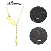 new bottle wine cup necklaces for women men stainless steel lariat y style necklaces gold silver color chain accessories jewelry