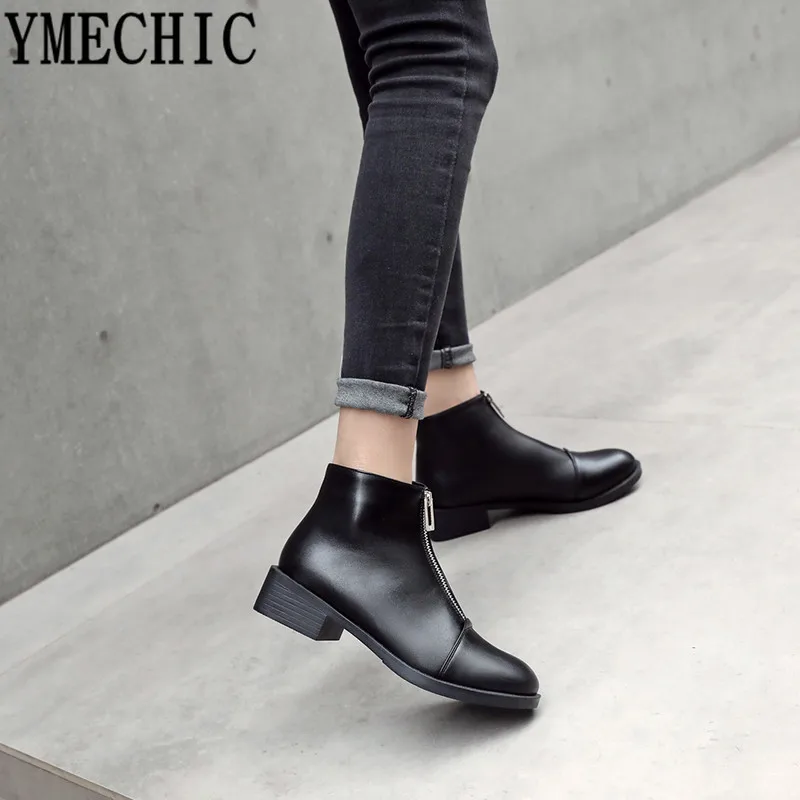 Женские готические ботинки YMECHIC черная обувь на блочном каблуке женские среднем