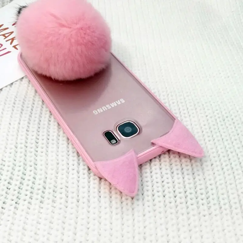 ROHDEA SamsungS7edge 3D милый кристально прозрачный чехол с кошачьими ушками ультра тонкий