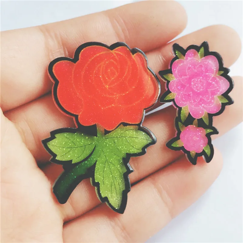 Модный комплект из 2 предметов с акриловой брошью в форме цветка значки красная