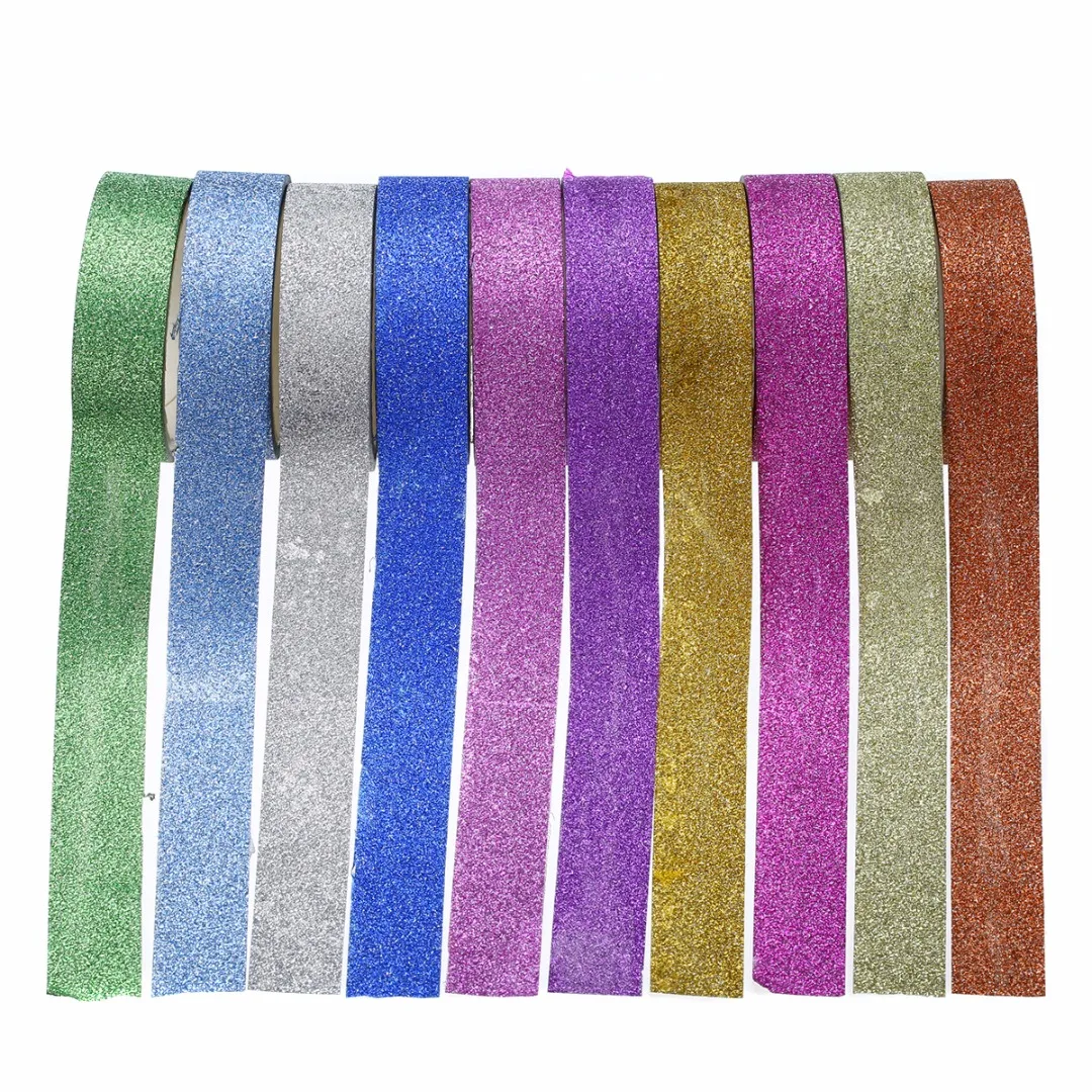 

10pcs 300cm DIY Self Adhesive Tapes Glitter Washi Masking Tape Colorful Sticker for DIY Craft Decorating Notebook Album