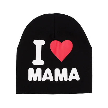 MAMA Black Весна осень унисекс для маленьких мальчиков и девочек дети младенец Начинающий ходить малыш теплый зимний хлопок мягкие милые шапки шапка бини I LOVE PAPA MAMA Print - Цвет: MAMA Black