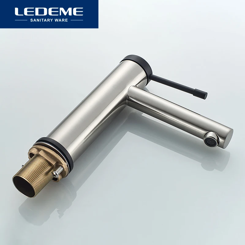 Смеситель для раковины LEDEME L1047A современный кран ванной комнаты никель матовый