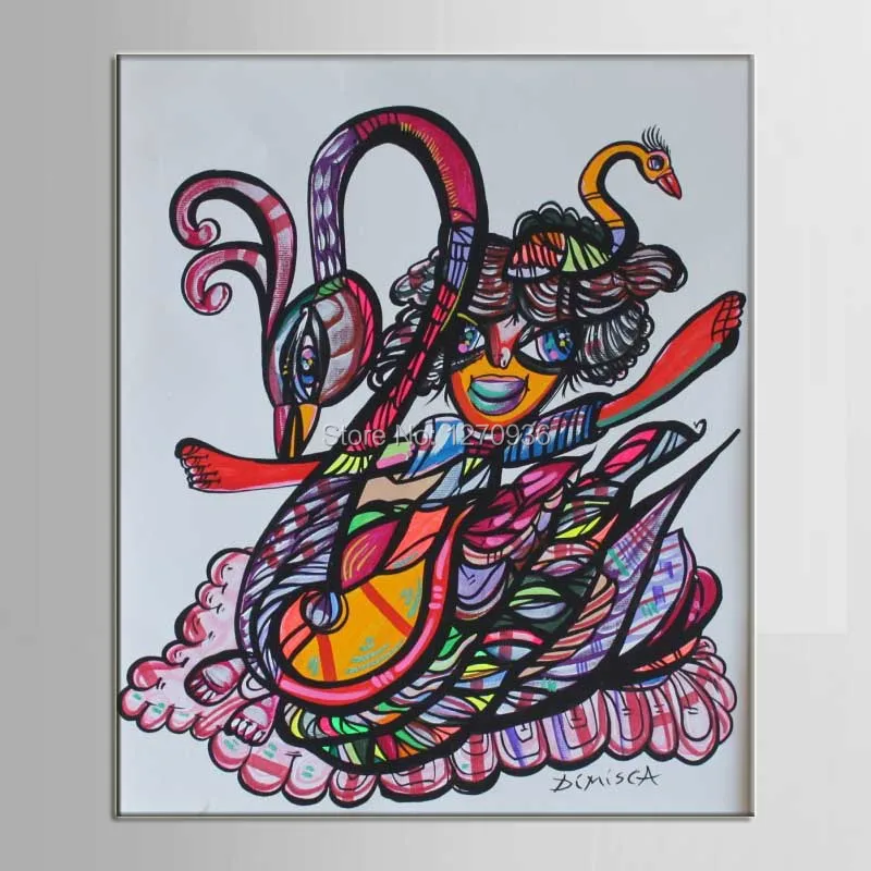 Самая новая инкарнация классического монстра Гусь: абстрактное телоискусство, выполненное маслом на холсте ручной работы для украшения стен.