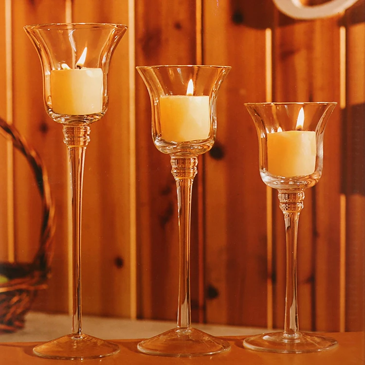 

3 Size Elegant Candle Holder Cube Stand Candle Candlestick Glass Craft Votice large Glass Candles Wedding Candle Holders