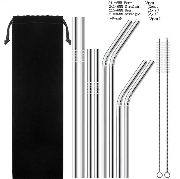 

Colorful Stainless Steel Straws Reusable Straight and Bent Drinking Straws Eco Friendly Bar Drinking Tools Colored Metal SN801