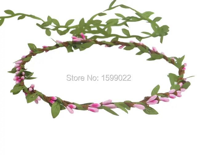 6 шт./лот бохо цветок повязка зеленые листья ротанга Пип ягодный венок Лесной