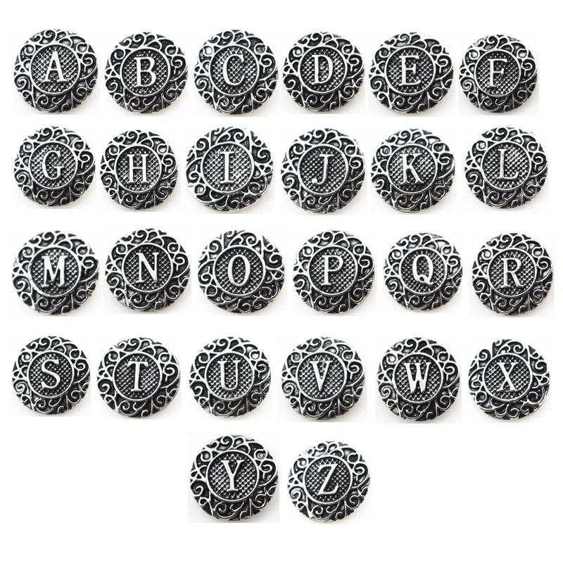 Mixs 26 шт./лот металлические цветные буквы алфавита A Z кнопки подвески для 18 мм/20 мм
