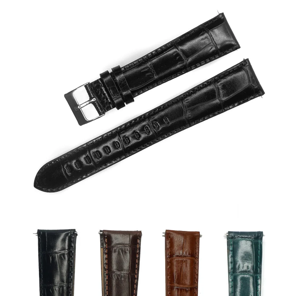 YQI Italian Genuine Leather Watch Band 18mm 20mm 22mm 24mm Strap Longer Black Brown Extra Long for Bigger Wrist | Наручные часы
