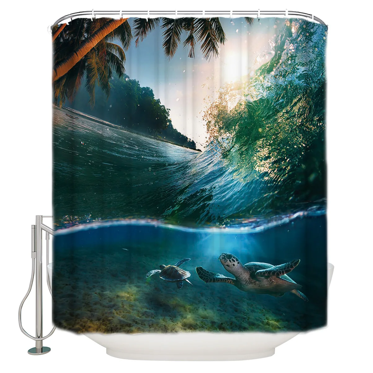 Turtle Coconut Fabric Shower Curtains Bathroom Accessories Curtain Liner Childrens Floral Girls Hotel | Дом и сад