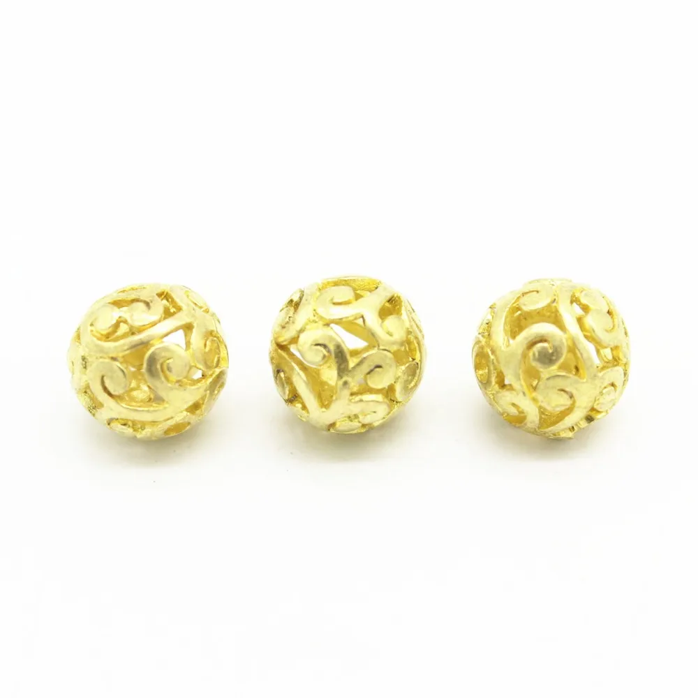 

SEA MEW 10PCS 11mm Metal Raw Brass Round Hollow Out Beads Hole Beads DIY Spacer Beads For Jewelry Making