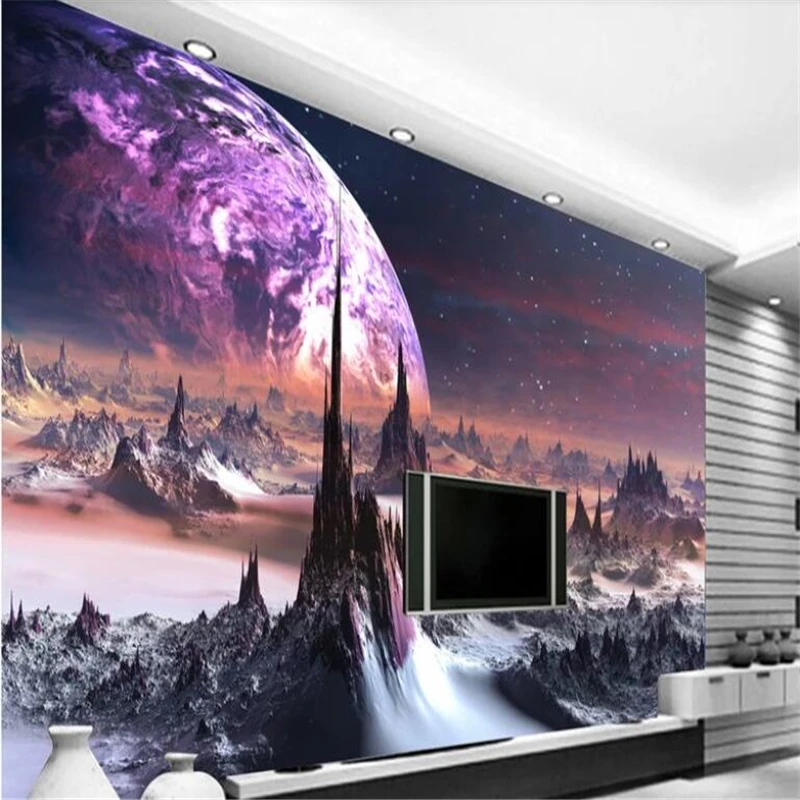 Обои для домашнего декора винило pared Custom Fashion Fantasy Universe звездное небо|Обои| |