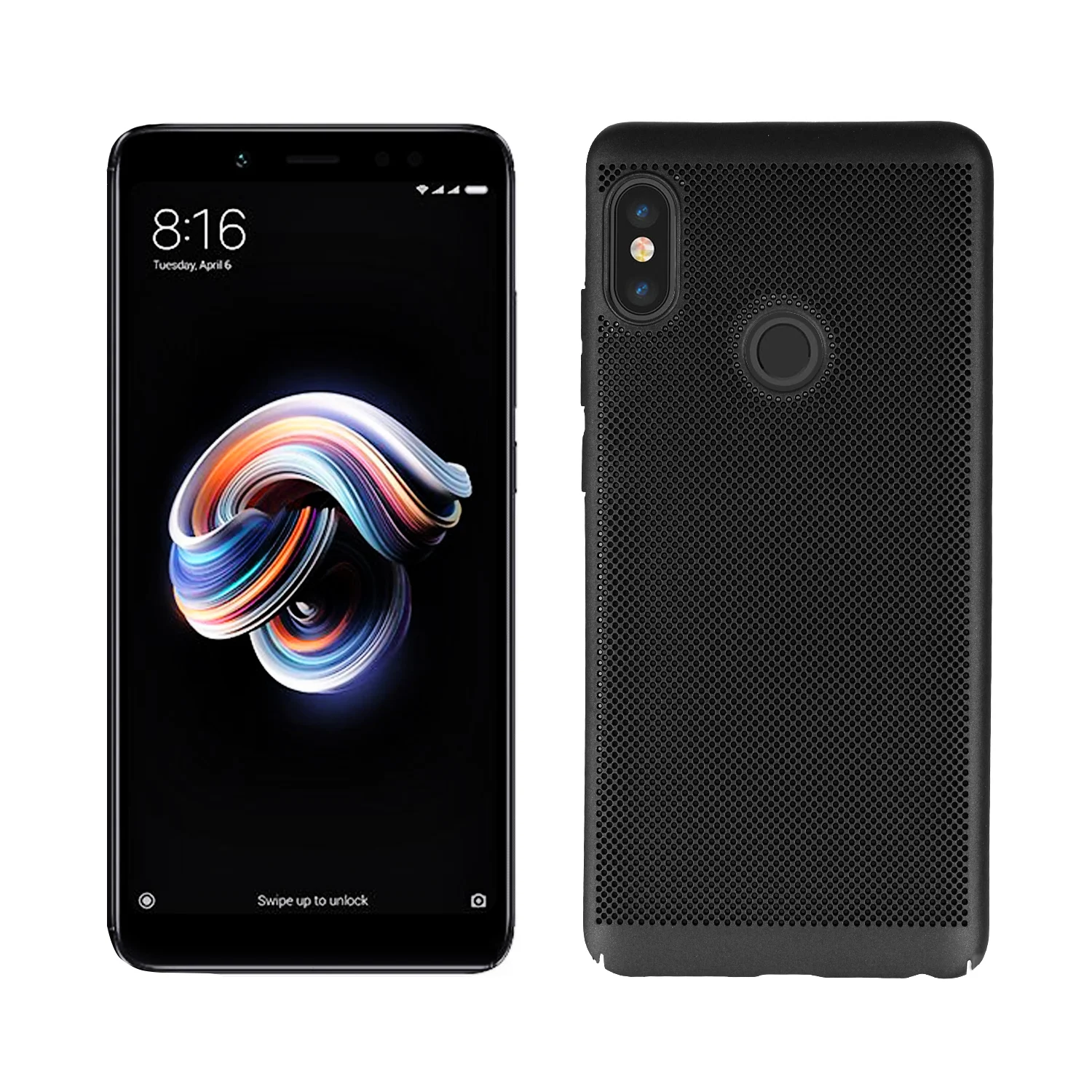 YueTuo чехол для Xiaomi mi 5 8 se 5S plus 6 5x 6x a1 a2 lite mi x 2 2s mi 5 mi 6 дышащая сетка излучающая задняя крышка для телефона - Цвет: black