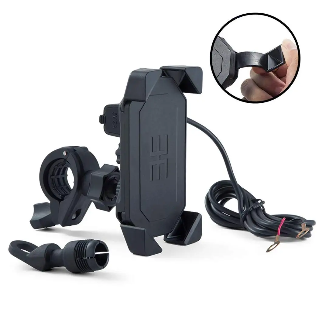 Aileap PH-08 Motorcycle Phone Holder with 5V/2.1A USB Charging Port Universal Bike Phone Mount for Apple iPhone, Samsung Galaxy