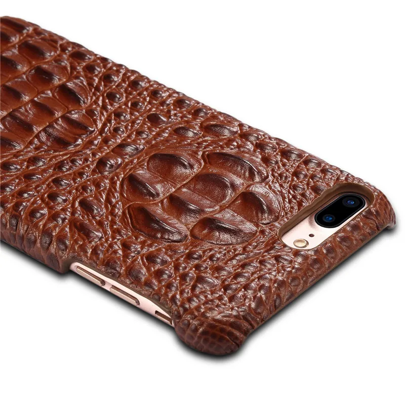 

CHEZVOUS Leather Back Cover Case for iPhone 8 Case Crocodile Pattern 3D Phone Back Cover Genuine Leather Case for iPhone 8 plus