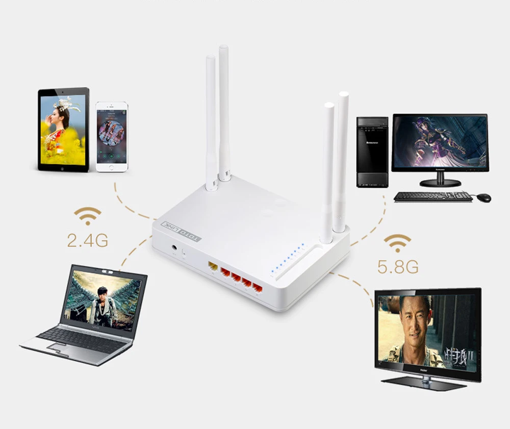 TOTOLINK A2500R 2,4G& 5G 11AC 1200 Мбит/с гигабитный WiFi маршрутизатор с беспроводным ретранслятором, AP в одном и четырьмя антеннами 5dBi