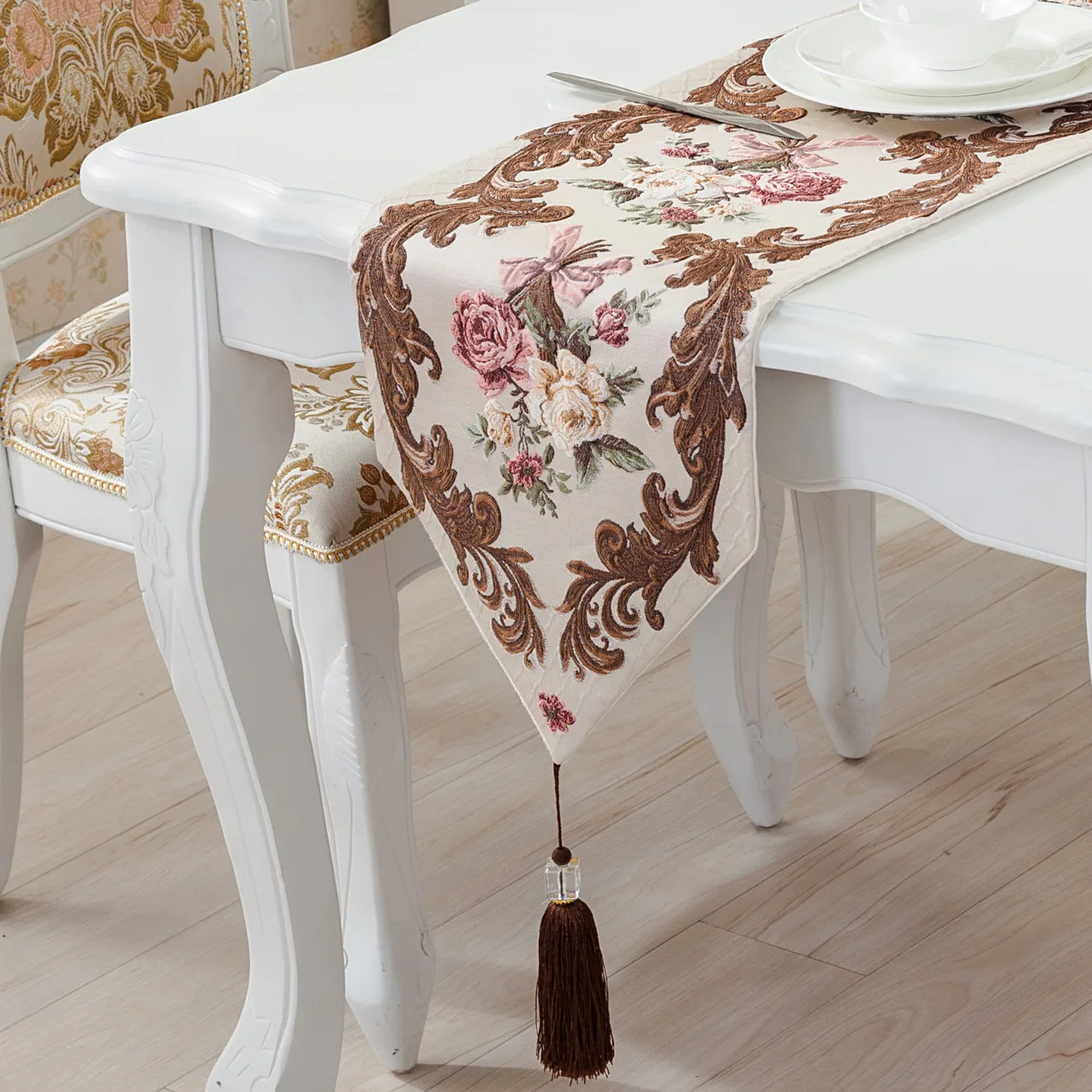 European High-grade Chenille Table Runner Modern Central Tablecloths Runners Coffee Bed Cloth Covers | Дом и сад