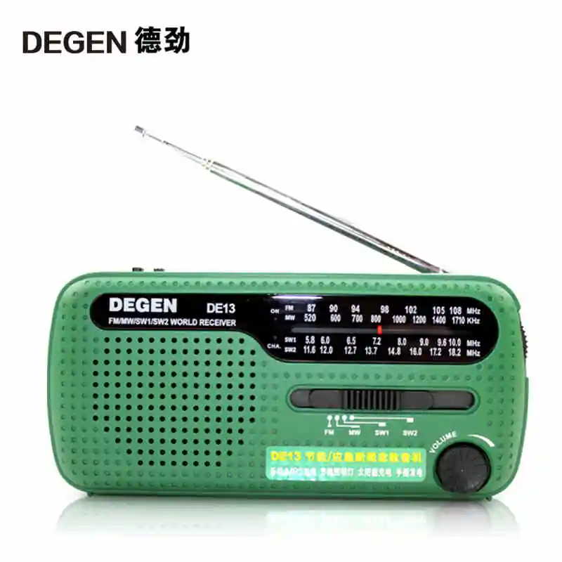 Degen Портативный мини FM радио DE13 MW SW Динамо Солнечный Аварийного Радио мир ресивер
