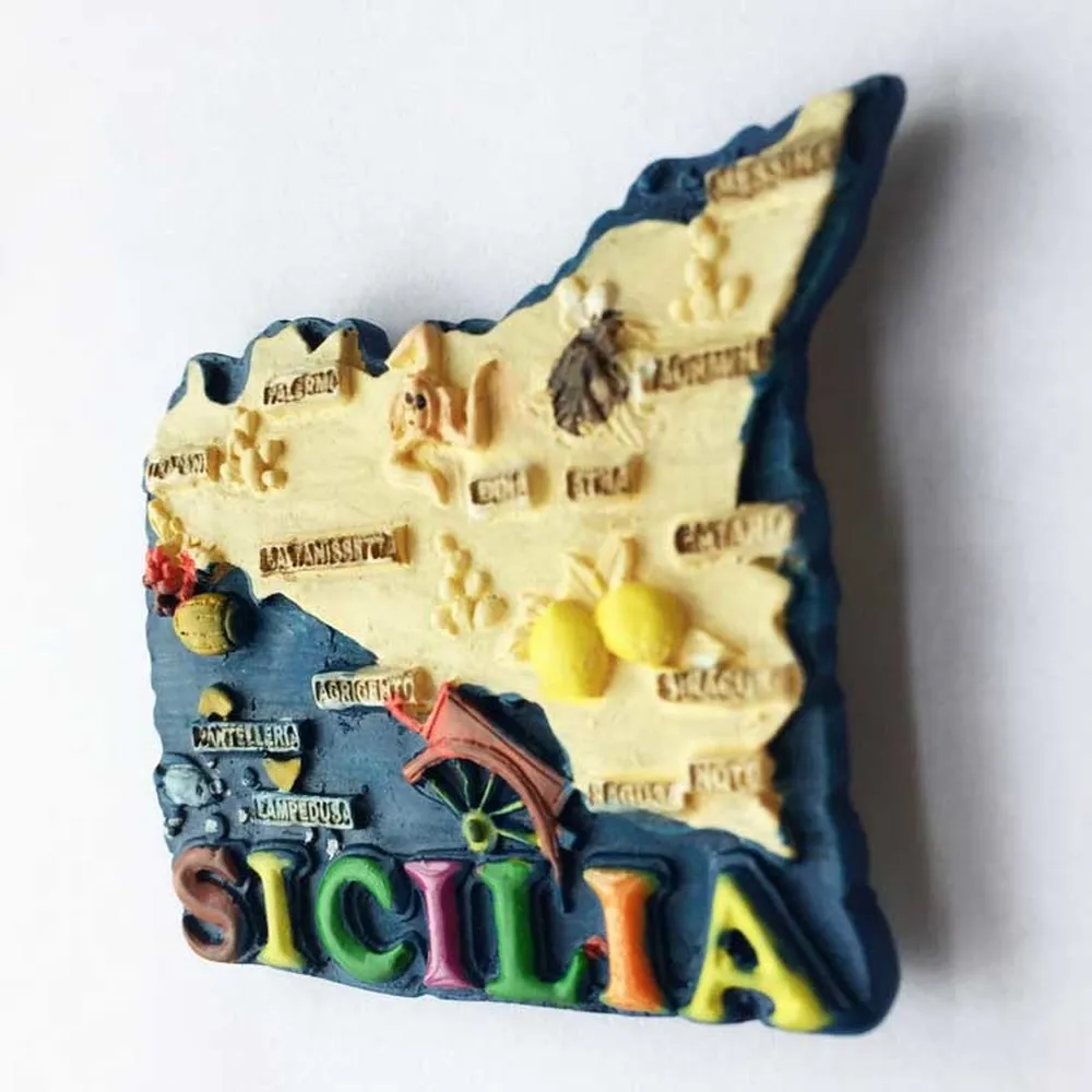 BABELEMI Italy Sicily Fridge Magnet 3D Resin Tourist Souvenirs Sicilia Magnetic Refrigerator Stickers Home Decoration|Магниты на