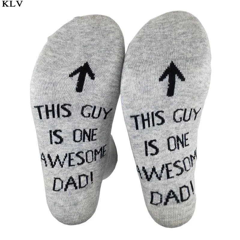 Мужские забавные длинные носки унисекс с надписью This Guy Is One Awesome Dad из чесаного