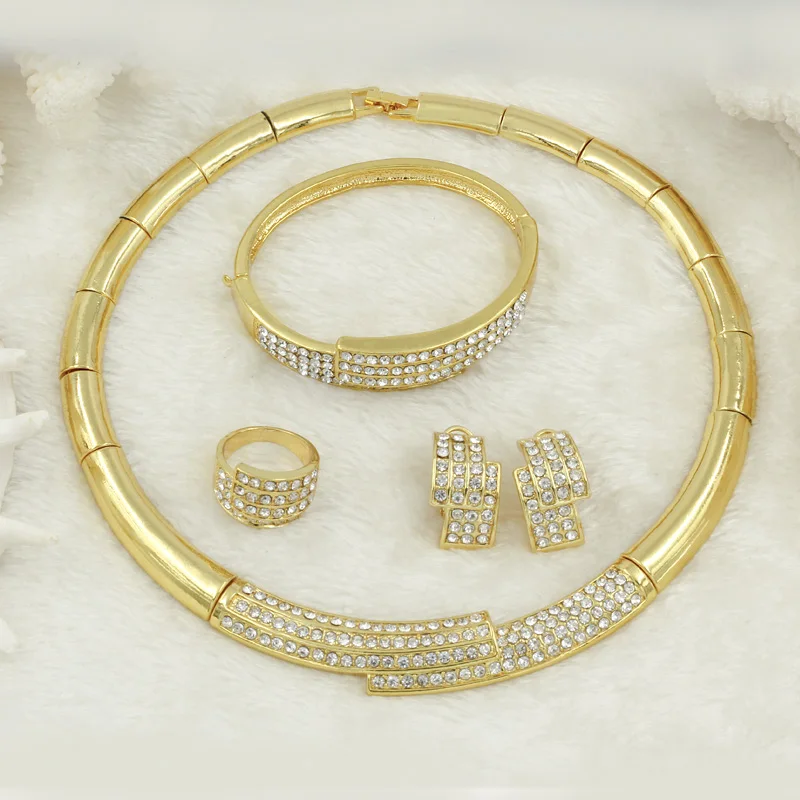 2017 Fashion Dubai Jewelry Sets Gold Necklace Earrings Bracelet Christamas Gift Women Wedding Jewelry|female jewelry set|jewelry sets goldwedding |