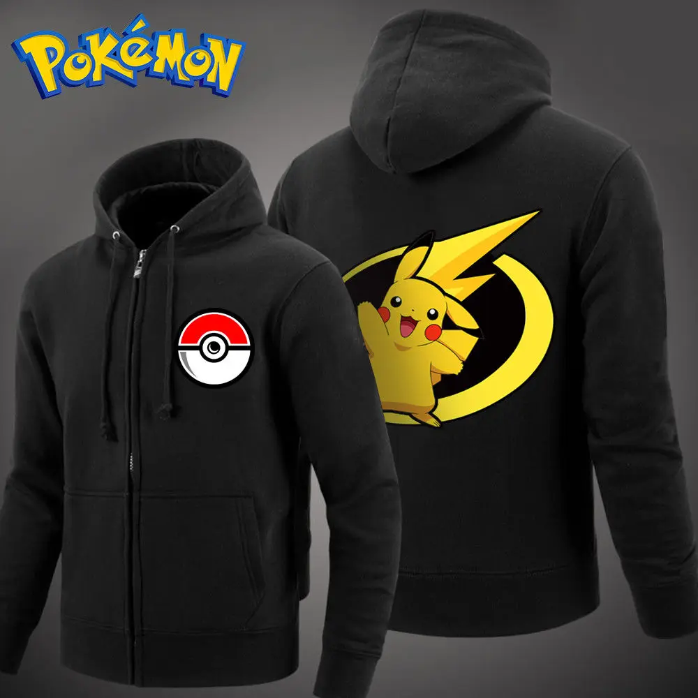Мужские для Poke Monster Fans PM Пикачу хлопковая толстовка с капюшоном теплое пальто на