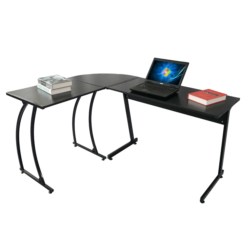 L образный угловой стол для ноутбука E1 15 мм ДСП и 0 7 стальные дуги комбинированный