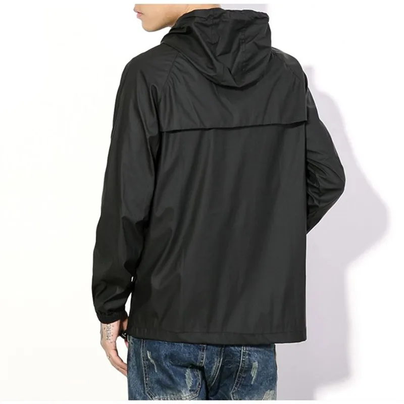 

Autumn Winter kangaroo pocket hooded jacket High quality pu leather Waterproof pullover 111602