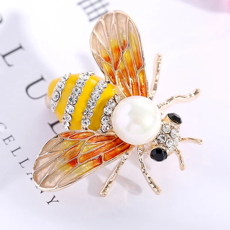 5 Styles Vintage Insect Enamel Pins Bumble Bee Brooches for Women Kids Girls Cubic Zirconias Pin Jewelry Crystal broche femme | Украшения и