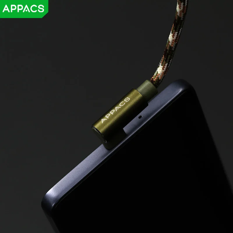 Кабель APPACS Type C для Samsung S8 Xiaomi двусторонний Камуфляжный с разъемом типа зарядки и