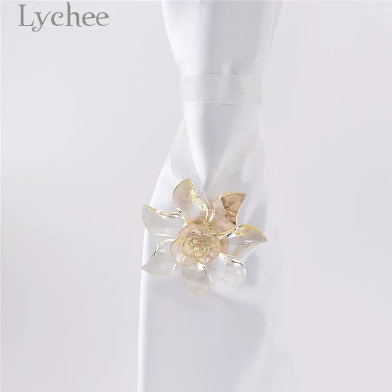 Lychee 1 PC Transparent Flower Curtain Buckles Modern Acrylic Magnetic Holder Strap Accessories Home Decoration | Дом и сад