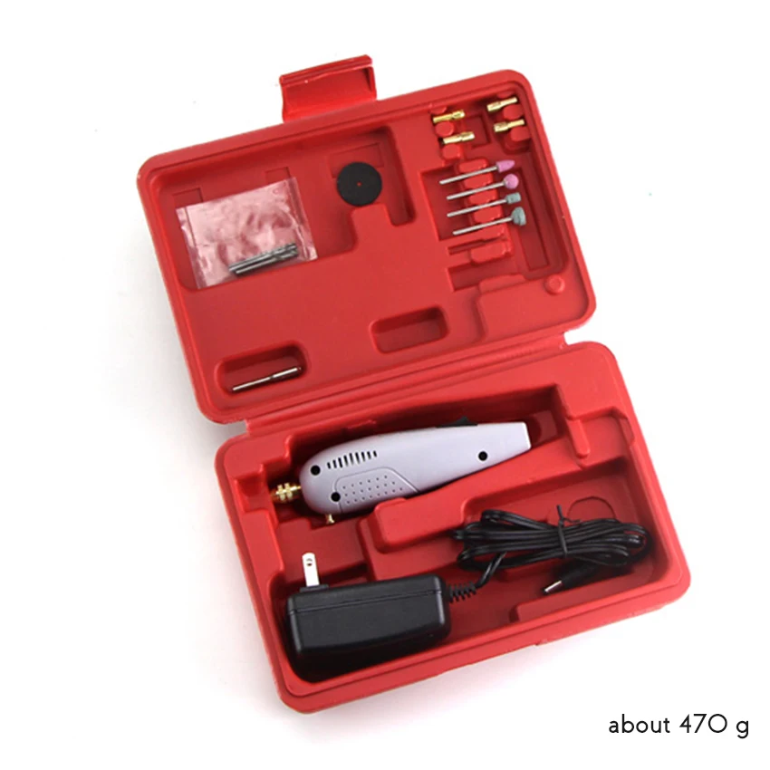 

1 Set Mini Electric Drill Kit With 5 Chucks+ 5 Drill Bits + 1 Transformer+ Grinding Wheel Handheld Grinding Machine For Jade