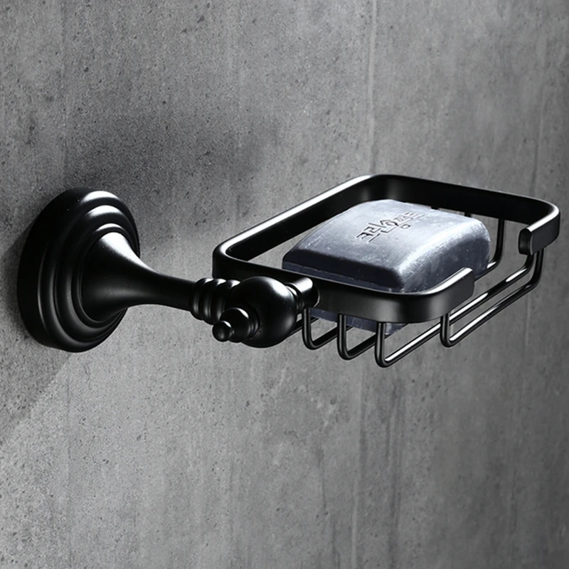 Hongdec High quality Wall Mount brass black Soap Basket Dish Holder for Bathroom No Drilling Required | Обустройство дома