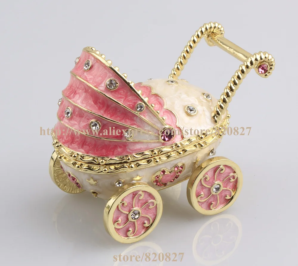 2016 New Baby Carriage Trinket Box Baby Toy Collective Gift Box Baby Carriage Jewelry Box Car Shape Pill Box Ring Holder