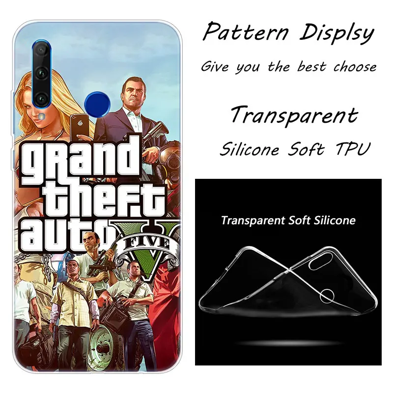 015 Grand Theft Auto GTA 5 Мягкий силиконовый чехол для телефона huawei Honor 20 20i 10 9 8 Lite 8X 8C 8A 8S 7S 7A Pro View 20 Модный чехол - Цвет: 015
