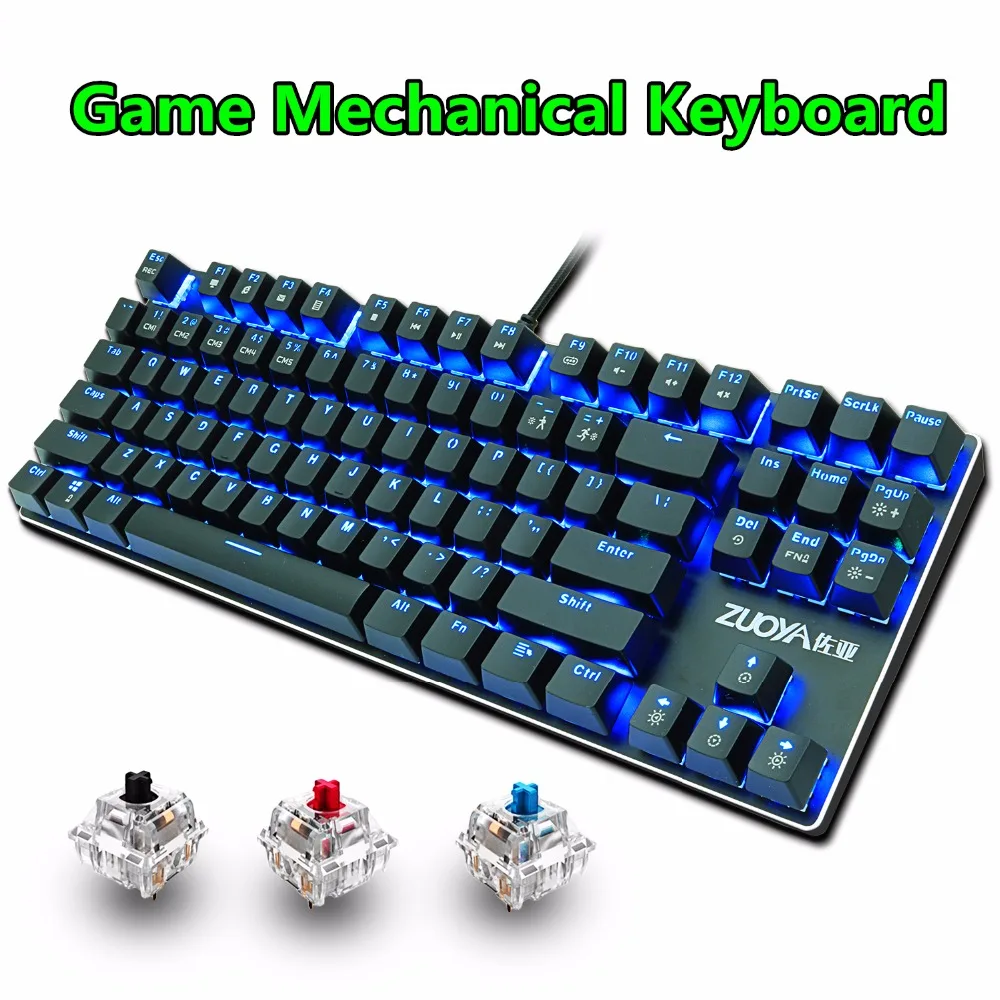 Механическая игровая клавиатура 87key с защитой от приманок синий и красный